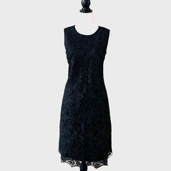 KARL LAGERFELD PARIS BLACK EMBROIDERED COCKTAIL DRESS - Picture 15 of 16
